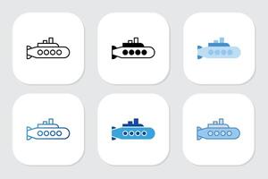 Submarine icons with various design styles vector