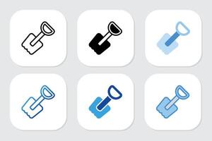 shovel tool icons with various design styles vector