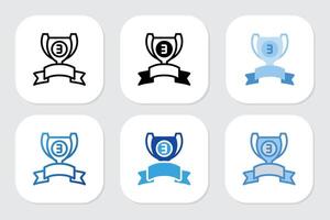 third place trophy icon with various design styles vector