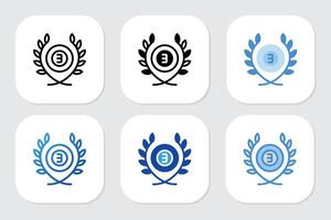 third place badge icons with various design styles vector
