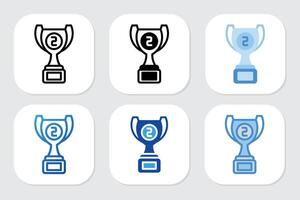second place trophy icons with various design styles vector