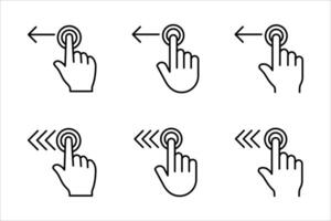 Swipe the icon set to the left, with a white background. vector