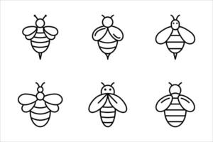 Bee icon set, on white background. vector