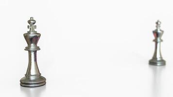 The King chess silver on white Background for Business concept 3d Rendering. photo