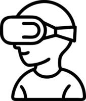 Young professional using VR headset in creative workspace with copy space Set A vector