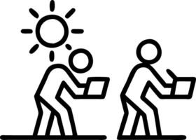 Workers maintaining solar panels in field vector