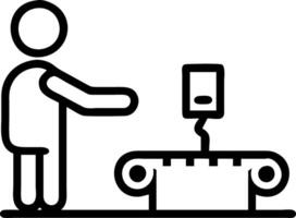 Worker monitoring automated packaging line Set 6 vector