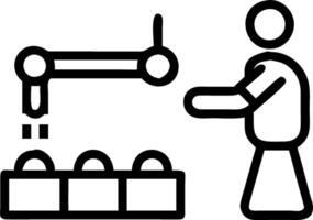 Worker monitoring automated packaging line Set A vector