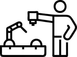 Worker monitoring automated packaging line Set A3 vector