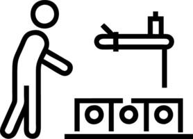 Worker inspecting automated conveyor belt Set A vector