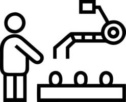 Worker monitoring automated packaging line Set A5 vector