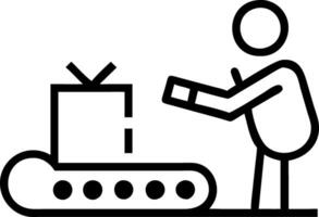 Worker inspecting automated conveyor belt Set A4 vector