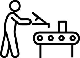 Worker inspecting automated conveyor belt Set A5 vector