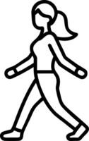 Woman practicing mindful walking with soft abstract elements copy space on left vector