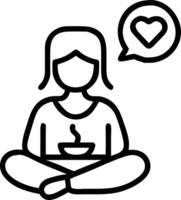 Woman practicing mindful eating with a healthy meal copy space on left vector