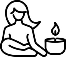 Woman enjoying a scented candle with soft abstract background copy space on left vector
