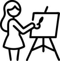 Woman painting for self expression in a bright studio copy space on left Set A2 vector