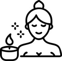 Woman enjoying a scented candle with bokeh lights copy space on right Set A vector