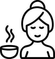 Woman enjoying a relaxing tea ceremony on plain background copy space on right Set A vector