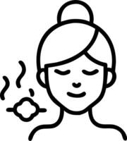 Woman enjoying a relaxing face steam with soft abstract background copy space on left Set A vector