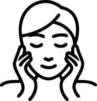 Woman enjoying a relaxing face mask with close up shot copy space on right Set A vector