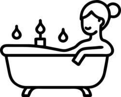 Woman enjoying a relaxing bath with plain background copy space on right vector