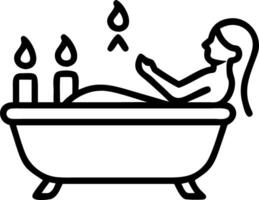 Woman enjoying a relaxing bath with candles copy space on left Set A vector