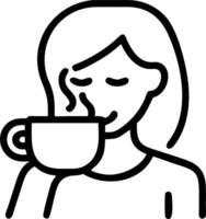 Woman enjoying a cup of herbal tea with soft abstract background copy space on left vector