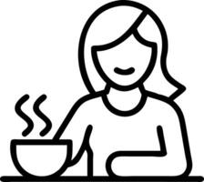 Woman enjoying a healthy breakfast with bokeh background copy space on left Set A2 vector