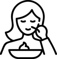 Woman enjoying a healthy breakfast with bokeh background copy space on left Set A vector