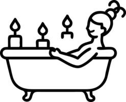 Woman enjoying a bubble bath with candles copy space on left Set A vector