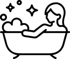 Woman enjoying a bubble bath with bokeh background copy space on left vector