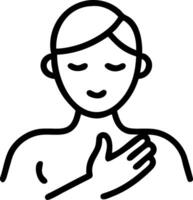 Woman doing self massage on plain background copy space on right Set A vector