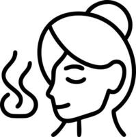 Woman doing facial steam with soft abstract background copy space on left Set A vector