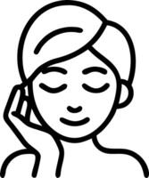 Woman doing facial mask with soft abstract elements copy space on right Set A vector
