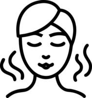 Woman doing facial steam on glossy background copy space on left Set A vector