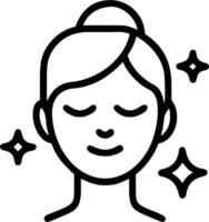 Woman doing face mask with soft abstract lights copy space on left Set A vector