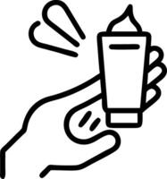 Woman applying hand cream with macro lens copy space on left Set A vector