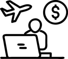 Travel planner reviewing financial reports on macro close up background Set A vector
