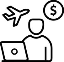 Travel coordinator reviewing travel expenses on plain background Set A vector
