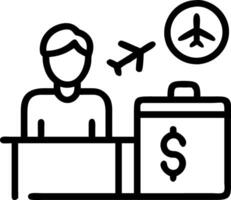 Travel agent calculating trip costs on soft abstract background Set A vector