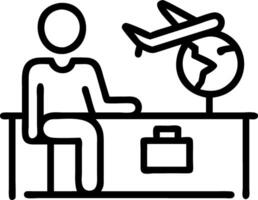 Travel agent calculating trip expenses in futuristic office Set A vector