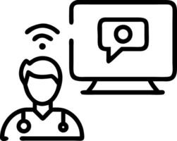 Telemedicine setup showing doctor consulting with patient remotely Set A vector