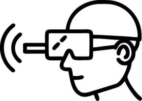 Technician using AR glasses to inspect machinery in factory Set A vector