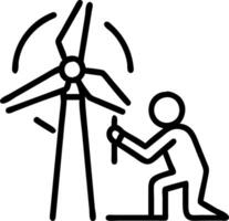 Technicians inspecting wind turbine in rural area Set A vector