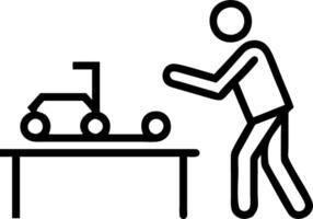 Technician repairing automated conveyor system in modern warehouse environment Set A vector
