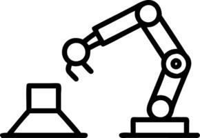 Technician programming robotic arm in high tech factory environment Set A vector