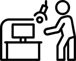 Technician programming CNC machine Set A2 vector