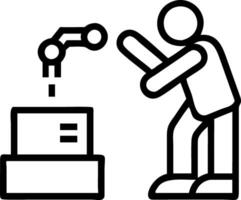 Technician programming CNC machine Set A3 vector