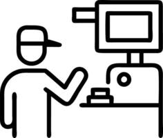 Technician programming CNC machine Set A4 vector